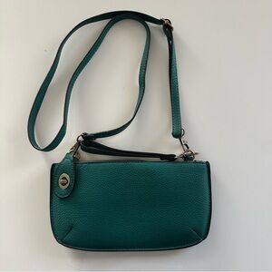 NWOT Joy Susan Teal Crossbody Bag Convertible Wristlet Faux Leather